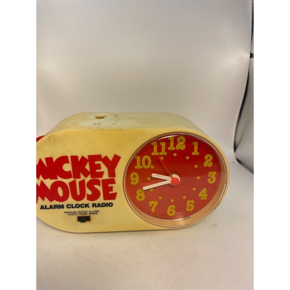 1970s Mickey Mouse Walt Disney Alarm Clock Radio with Mickey VINTAGE MINT